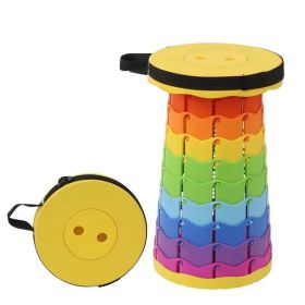 Portable Telescopic Stool, Camping Stool, Adjustable Collapsible Folding Chair - Yellow