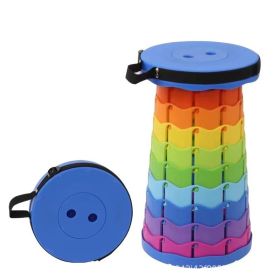 Portable Telescopic Stool, Camping Stool, Adjustable Collapsible Folding Chair - Dark Blue
