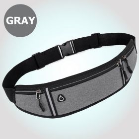 Small Fitness Waist Bag (Fit Up To 75kg) With Adjustable Strap For Hiking Running Outdoor Traveling - Gray