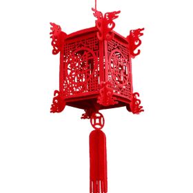 1 Pair Chinese Red Lantern 3D Puzzle Palace Lantern for New Year Spring Festival Celebration - Default