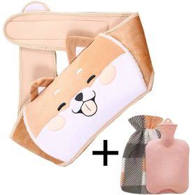 Hot Water Bottle & Shoulder Warm Belt Set For Winter For Outdoor Night - Yellow Puppy