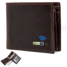 Smart Wallet Bluetooth-compatible Leather Short Credit Card Holders - Beige