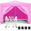 10'x10' EZ Pop Up Canopy Outdoor Portable Party Folding Tent with Removable Sidewalls + Carry Bag + 4pcs Weight Bag - Pink