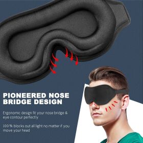 Travel 3D Eye Mask Sleep Soft Padded Shade Cover Rest Relax Sleeping Blindfold - Black