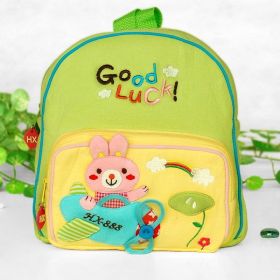[Honey Rabbit] Embroidered Applique Kids Fabric Art School Backpack / Outdoor Backpack (8.2*9.0*2.3) - KT-HX-6-GREEN