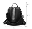 Premium Leather Waterproof 3 Way Anti Theft Women's Backpack - Vanilla - Oxford cloth