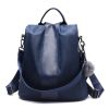 Premium Leather Waterproof 3 Way Anti Theft Women's Backpack - Vanilla - Oxford cloth