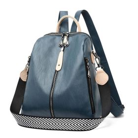 High Quality Backpack Women Soft Leather Backpack Female WhiteTravel Back Pack School Backpacks for Girls Sac A Dos Hot - Blue - 14 inches