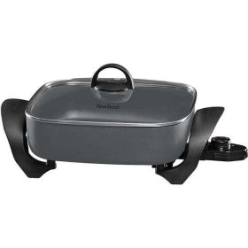 Family-Sized Electric Skillet with Diamond Shield Nonstick Coating, 12-Inch - Black