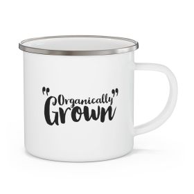Enamel Camping Mug, Organically Grown - Affirmation Inspiration - Black - 12oz