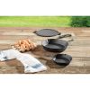 4-Piece Cast Iron Skillet Set with Handles and Griddle, Pre-Seasoned, 6", 10.5", 11" - black