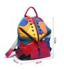 Retro Genuine Leather Backpack Sheepskin Lady Backpack Designer Travel Colorful Patchwork Luxury Shopper Bag Mochila - Black