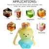 Cute Water Bottle 27oz With Strap Portable Leakproof BPA-free Kawaii Bear Straw Drink Bottles - Pink