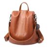 Premium Leather Waterproof 3 Way Anti Theft Women's Backpack - Vanilla - Oxford cloth