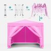 10'x10' EZ Pop Up Canopy Outdoor Portable Party Folding Tent with Removable Sidewalls + Carry Bag + 4pcs Weight Bag - Pink
