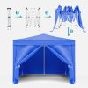 10'x10' EZ Pop Up Canopy Outdoor Portable Party Folding Tent with Removable Sidewalls + Carry Bag + 4pcs Weight Bag - Blue