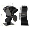 Heat Powered Stove Fan Aluminum Silent Eco Fan For Wood Log Burner Fireplace Warm Air Fan For Winter - Black