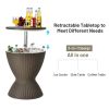 Patio 8 Gallon Patio Rattan Cooler Bar Table With Adjust Ice Bucket - Brown - Beverage Cooler Bar Table