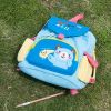 [Blue Bear] Embroidered Applique Kids Fabric Art School Backpack / Outdoor Backpack (8.7*10.2*4.3) - KT-BE-19-BEAR