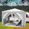 10'x10' EZ Pop Up Canopy Outdoor Portable Party Folding Tent with Removable Sidewalls + Carry Bag + 4pcs Weight Bag - White