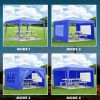 10'x10' EZ Pop Up Canopy Outdoor Portable Party Folding Tent with Removable Sidewalls + Carry Bag + 4pcs Weight Bag - Blue