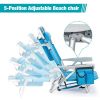 63*65*82cm Short Oxford Cloth Silver White Aluminum Tube Bearing 100kg Beach Chair Blue - as picture