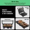 3-in-1 Electric Panini Press & Grill, 4-Slice Non-Stick Press, Opens Flat for Grill - Stainless Steel - 4 Slice