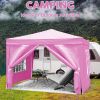 10'x10' EZ Pop Up Canopy Outdoor Portable Party Folding Tent with Removable Sidewalls + Carry Bag + 4pcs Weight Bag - Pink