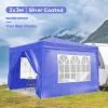 10'x10' EZ Pop Up Canopy Outdoor Portable Party Folding Tent with Removable Sidewalls + Carry Bag + 4pcs Weight Bag - Blue