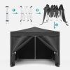 10'x10' EZ Pop Up Canopy Outdoor Portable Party Folding Tent with Removable Sidewalls + Carry Bag + 4pcs Weight Bag - Black