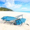 63*65*82cm Short Oxford Cloth Silver White Aluminum Tube Bearing 100kg Beach Chair Blue - as picture