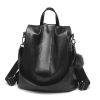 Premium Leather Waterproof 3 Way Anti Theft Women's Backpack - Vanilla - Oxford cloth